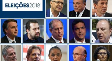 mosaico com treze candidatos das eleições presidenciais 2018