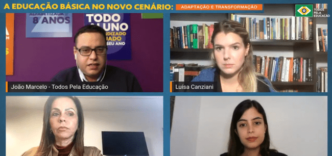 13 mosaico de 4 pessoas durante reunião online - crise fiscal