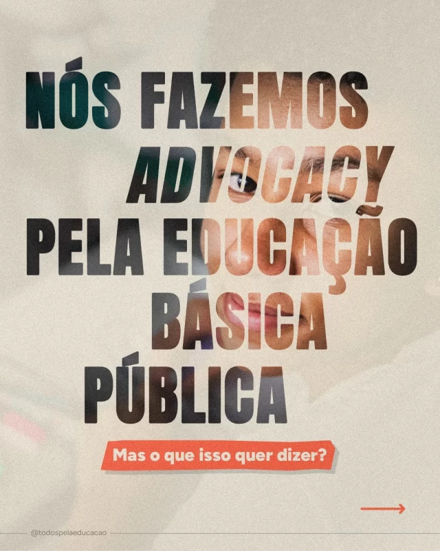 Para este trabalho acontecer de forma efetiva, fazendo a diferença na Educação Básica brasileira, organizamos nossas ações em 3 pilares: 

1. Advocacy direto > produção de conhecimento aplicado, articulações de atores-chave e mobilização do debate especializado.

2. Monitoramento público > da implementação, de dados e de impactos de políticas públicas educacionais.

3. Articulação de coalizões > união estratégica de organizações com um propósito comum pela escola pública - nas esferas nacional, estadual e municipal. 

Quer saber mais sobre o “jeito Todos de fazer advocacy”? Acesse o nosso site (link na bio). 
.
#PraTodosVerem: este post contém texto alternativo.
.
.
.
#TodosPelaEducação