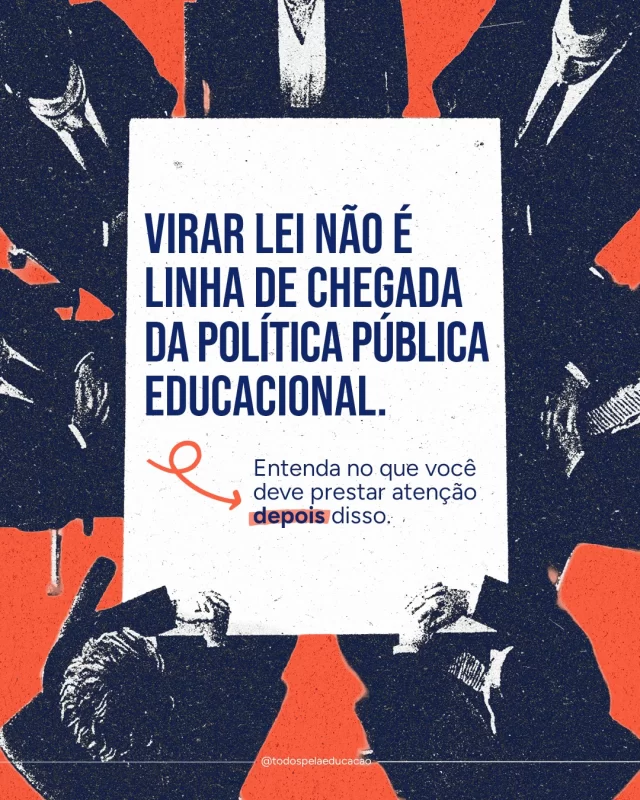 Ver uma boa política virar lei é bom. Vê-la bem implementada é melhor ainda! 

A implementação é o momento em que podemos ver uma política educacional virando ação, ganhando sentido nas diversas realidades escolares e trazendo resultados efetivos. 

Quer saber quais são as políticas que mais recentemente viraram leis e que precisamos ficar de olho na implementação? Chamamos especialistas do nosso time para comentar! 
.
.
.
#TodosPelaEducacao