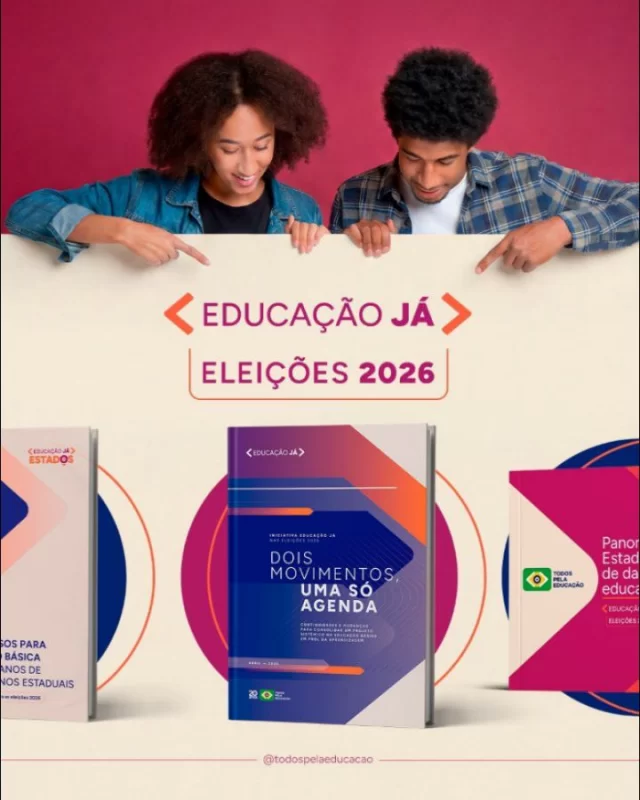 Como todo ano eleitoral, 2026 abre espaço para definir prioridades na educação pública brasileira.

Desta vez, com um marco ainda mais decisivo: o início do novo Plano Nacional de Educação (PNE), que vai orientar a próxima década. Pela relevância deste momento, apresentamos 3 produções da iniciativa Educação Já, que já chegaram para contribuir com o debate no período eleitoral:

• Documento “Dois Movimentos, Uma Só Agenda”

• Documento “Compromissos para a Educação Básica nos Planos de Governo Estaduais”

• Panoramas Estaduais de Dados da Educação Básica

Esse trio está disponível para download no nosso site, encontre na página Educação Já nas Eleições 2026 (link na bio). 
.
.
.
#EducaçãoJá #Eleições2026