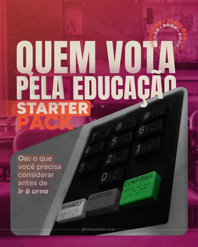 Você se importa com a educação? Então, aqui está um “pacote” do que é preciso considerar antes de ir à urna nas Eleições 2026.

Lembramos que a educação precisa ir muito além de promessas, tenha atenção a dados, planos e prioridades das candidaturas. 

Quer se aprofundar mais e qualificar suas reflexões sobre a educação no período eleitoral? Acesse nossa página Educação Já nas Eleições 2026 (link na bio).