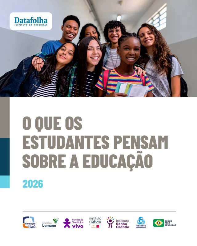 O que os estudantes brasileiros querem que seja prioridade dos próximos governos para a educação? 🤔

Em 1º lugar, melhorias no ensino e na aprendizagem. Essa é a expectativa que os estudantes carregam sobre as escolas públicas para quem governará seus estados a partir de 2027. A resposta foi revelada na pesquisa de opinião “O que os estudantes pensam sobre a Educação?”, realizada pelo @institutodatafolha a pedido do Todos Pela Educação, @fundacaoitau, @fundacaolemann, @fundacaotelefonicavivo, @institutonatura, Instituto Sonho Grande e @institutounibanco.

O levantamento também mostra que a atuação dos professores está diretamente conectada à melhoria desejada no ensino-aprendizagem, pois são observadas necessidades de mudanças que impactem, por exemplo, em “aulas diferentes”, “dinâmicas em salas de aula”, “capacitação de professores” e “menos falta de professores”. 

Nesta pesquisa foram investigadas as percepções dos estudantes sobre temas como aprendizagem, atuação dos professores, Educação Profissional, tecnologia na rotina escolar, Educação em Tempo Integral e itinerários no Ensino Médio. Confira os destaques temáticos no carrossel! 

O material completo está disponível no nosso site, acesse pelo link na bio.